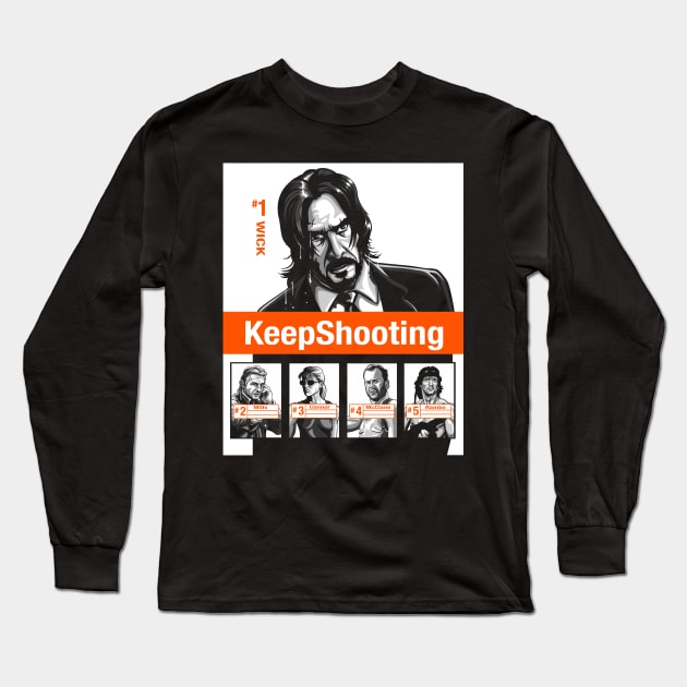 KeepShooting (black tee) Long Sleeve T-Shirt by BER